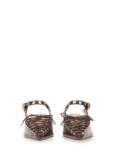 Ganni Women Oleatex Laced Mules In Burgundy