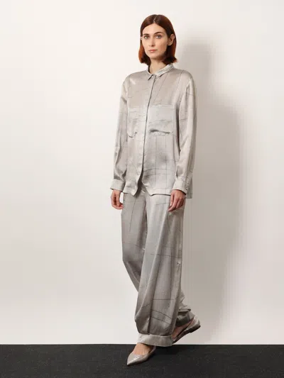 Giorgio Armani Women Printed Silk Trouser In Gray