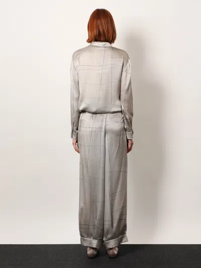 Giorgio Armani Women Printed Silk Trouser In Gray