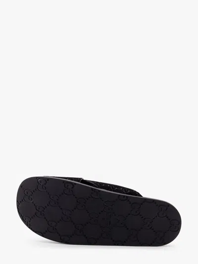 Gucci Men Leather Slides With All-over Gg Motif