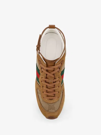 Gucci Women Re-motion Suede Low-top Sneakers In Brown