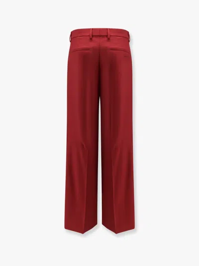Gucci Women Wool Oversize Low-rise Trouser With Slit On The Front In Red