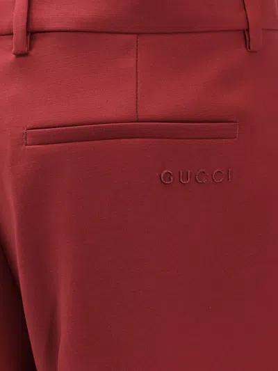 Gucci Women Wool Oversize Low-rise Trouser With Slit On The Front In Red
