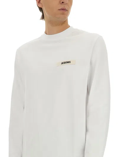 Jacquemus Relaxed-fit Long-sleeved Cotton T-shirt With Minimalist Design In White