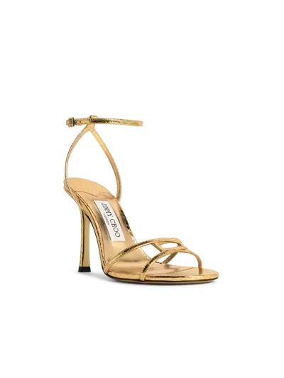 Jimmy Choo 1998 Leo 100 Gold Leather Sandals In Gold