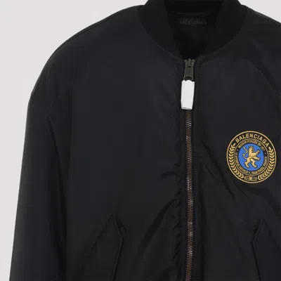 Balenciaga Men Bomber Jacket With Logo In Black