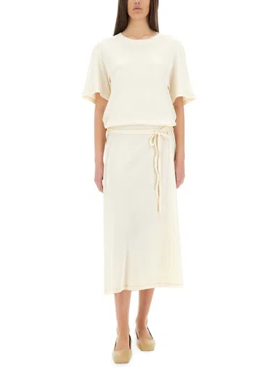 Lemaire Women T-shirt Dress With Belt In Neutral