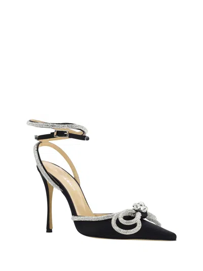 Mach&mach 100mm Crystal-embellished Bow Sandals In Black