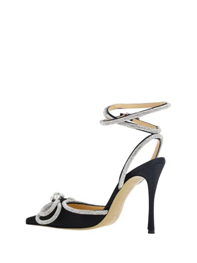 Mach&mach 100mm Crystal-embellished Bow Sandals In Black
