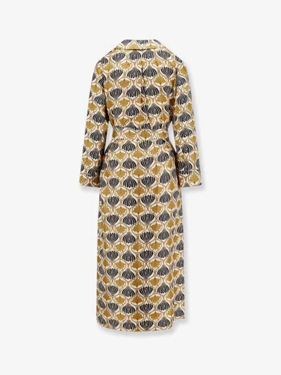 Max Mara Women Albert Multicolor Silk Dress In Brown