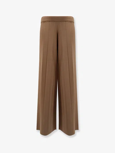 Max Mara Women Lama Viscose Blend Trousers In Brown