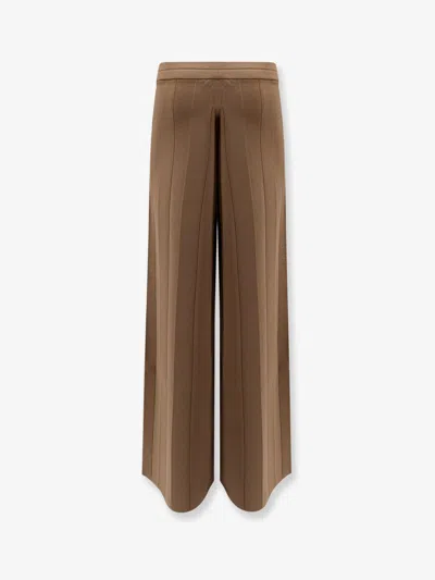 Max Mara Women Lama Viscose Blend Trousers In Brown