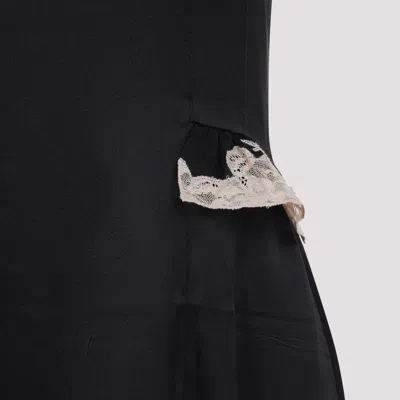 Prada Lace Detailed Midi Dress With Side Slit In Black