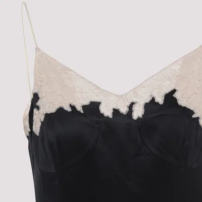 Prada Lace Detailed Midi Dress With Side Slit In Black