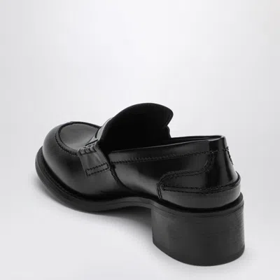 Miu Miu Black Penny Loafer In Brushed Leather Women