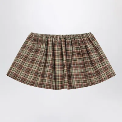 Miu Miu Camel/tobacco Check Mini Skirt Women