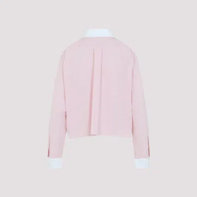 Miu Miu Cotton Shirt With White Collar And Cuffs In Pink