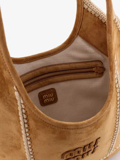 Miu Miu Women Ivy Suede And Crochet Shoulder Bag