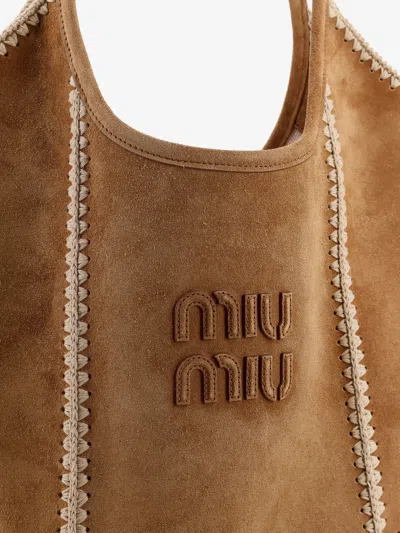 Miu Miu Women Ivy Suede And Crochet Shoulder Bag