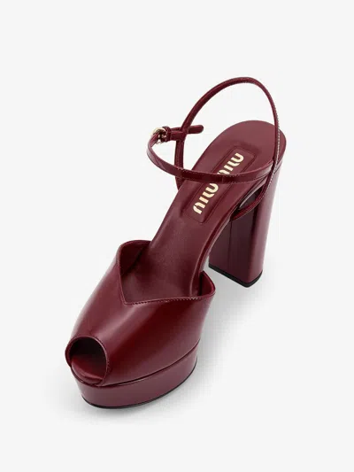 Miu Miu Women Patent Leather Sandals With Heel And Wedge