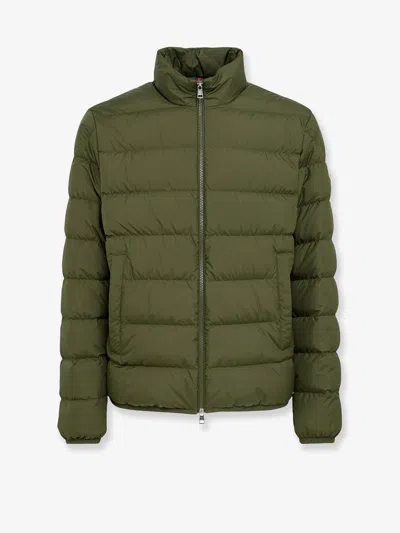 Moncler Men Baudinet Down Jacket With Logo Patch In Green