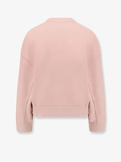 Moncler Women Cotton Sweatshirt With Logo Patch In Pink