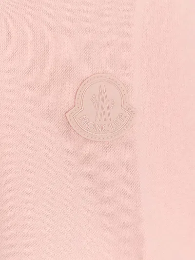 Moncler Women Cotton Sweatshirt With Logo Patch In Pink