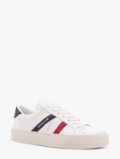 Moncler Women Monaco2 Leather Sneakers With Logo Print