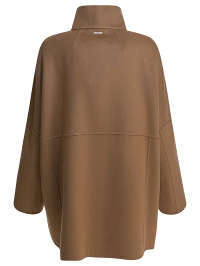 's Max Mara Oversized Coat With High Collar And Pockets In Brown