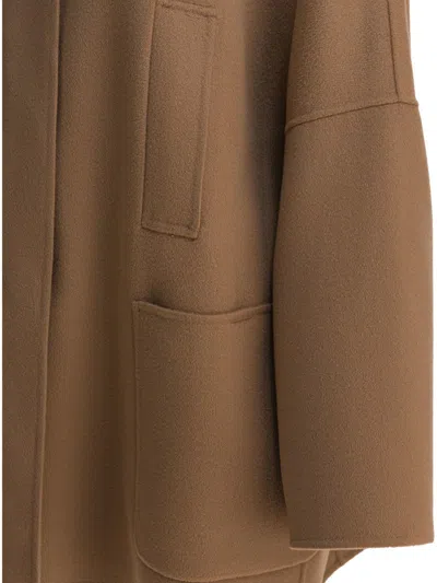 's Max Mara Oversized Coat With High Collar And Pockets In Brown
