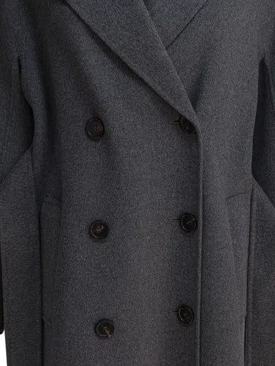 's Max Mara Long Belted Coat With Back Vent In Gray