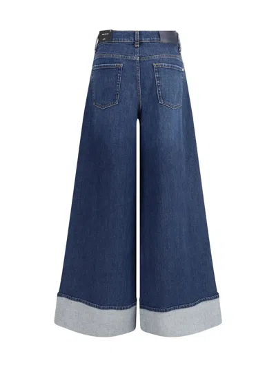 7 For All Mankind Womens Radar Marie Wide-leg Stretch-denim Jeans In Blue