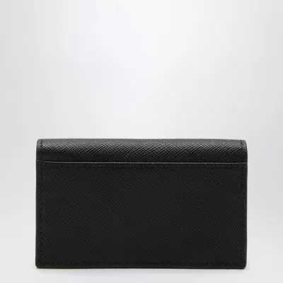 Prada Black Cardholder With Flap In Saffiano Leather Men