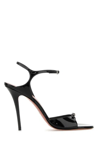 Amina Muaddi Adut Crystal-embellished Buckled Patent-leather Sandals