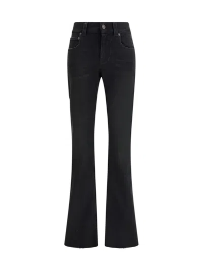 Balenciaga Flared Trousers With High Waist And Raw Hem In Black