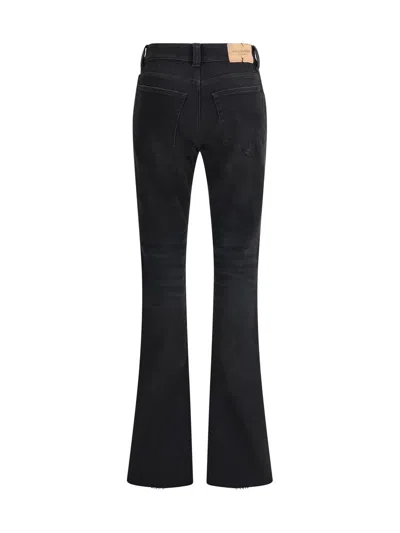 Balenciaga Flared Trousers With High Waist And Raw Hem In Black