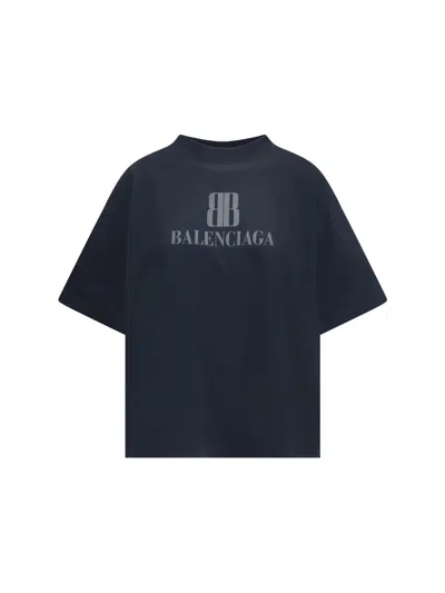 Balenciaga High-collar Black T-shirt With Logo Print