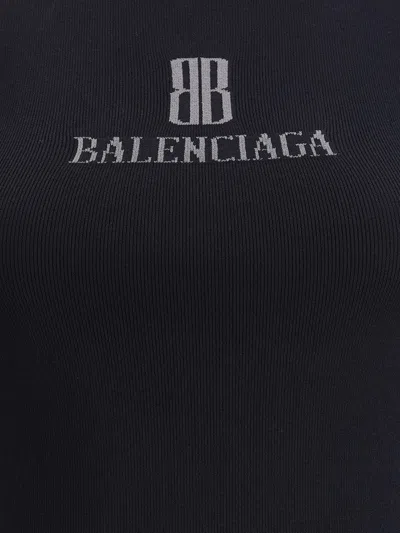 Balenciaga Women Logo Tank Top In Black