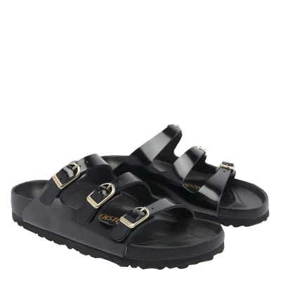 Birkenstock Florida Dbuckle Exquisite Shine Fit S Shoes In Black