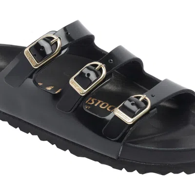 Birkenstock Florida Dbuckle Exquisite Shine Fit S Shoes In Black