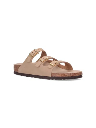 Birkenstock Triple Buckle Cork Sole Sandals In Brown