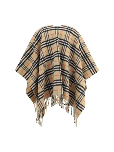 Burberry Charlotte Cape With Plaid Pattern And Fringe