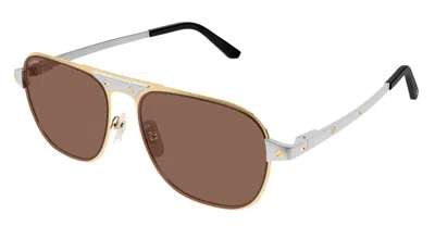 Cartier Santos De  Ct0532s-004 - Gold Sunglasses