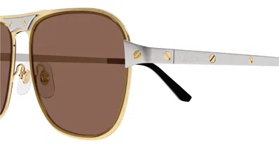 Cartier Santos De  Ct0532s-004 - Gold Sunglasses