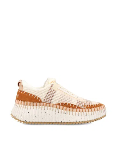 Chloé Nama Textured-sole Lace-up Sneakers In Black