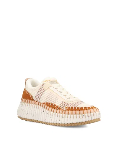 Chloé Nama Textured-sole Lace-up Sneakers In Black