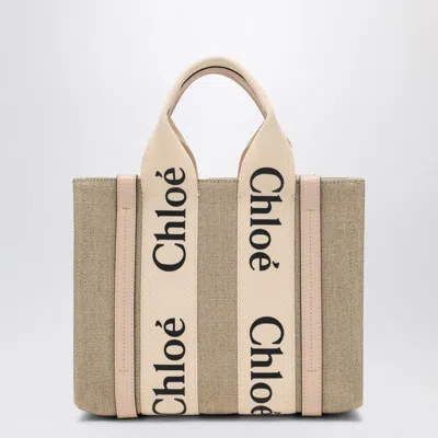Chloé Chloè Woody Small Canvas And Leather Tote Bag In Brown