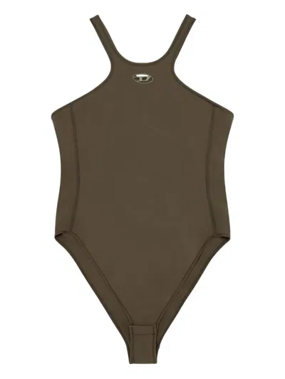 Diesel Christie-utlt High-neck Swimsuit In Brown