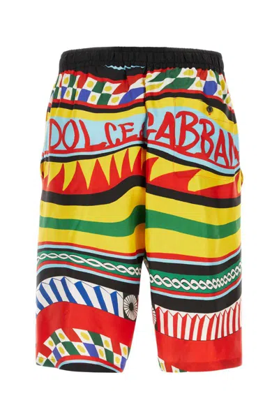 Dolce & Gabbana Multicolor Shorts With All-over Carretto Print In Multi