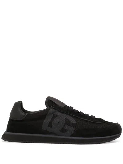 Dolce & Gabbana Low Top Sneakers Featuring Suede Accents In Black